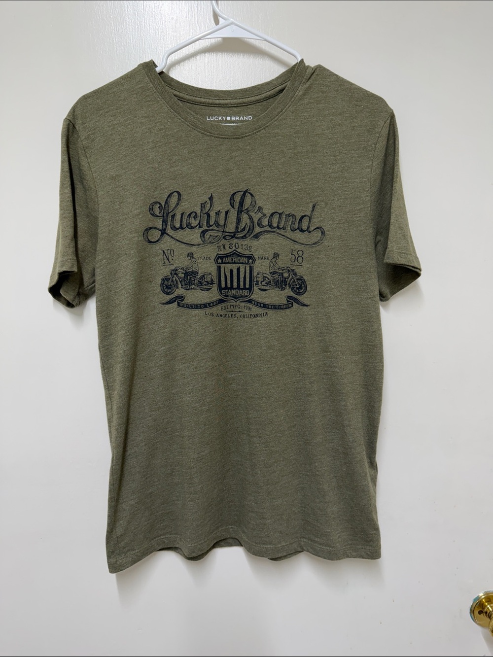 Lucky Brand Olive Green Short-Sleeve Graphic Tee size small
